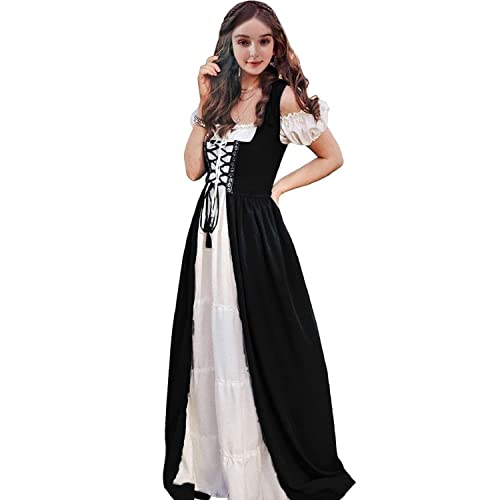 Aibaowedding Renaissance Kleid Damen Mittelalter Kleid Mittelalter Kostüme Damen(Schwarz,2xl/3xl) von Aibaowedding