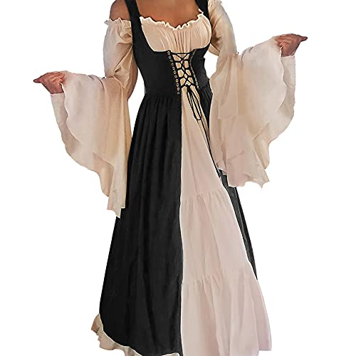 Aibaowedding Renaissance Kleid Damen Mittelalter Kleid Mittelalter Kostüme Damen(Schwarz,l/xl) von Aibaowedding