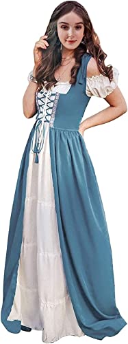 Aibaowedding Renaissance Kleid Damen Mittelalter Kleid Mittelalter Kostüme Damen(iceblue,l/xl) von Aibaowedding