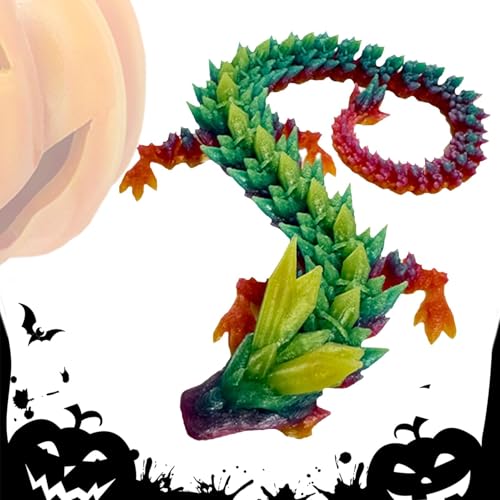 Aibyks 3D-Gedruckter Zappeldrache, Kristalldrachenspielzeug - Artikulierter Drache | Gelenkmobilität 3D-Gedruckter Kristalldrache, Weihnachten Halloween Ornament 11,8 Zoll Gelenk für Zuhause von Aibyks