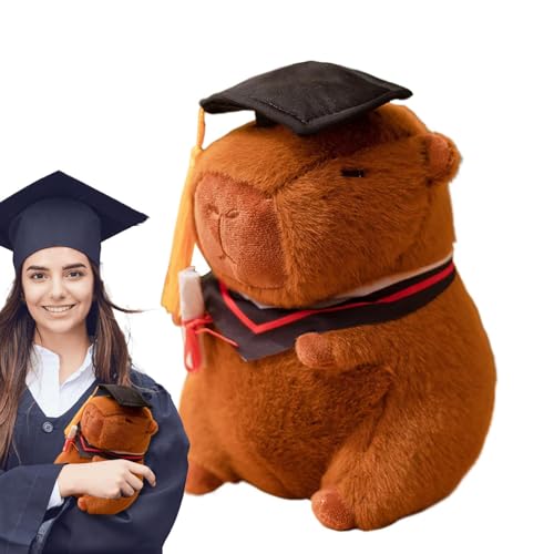 Aibyks Abschlussgefüllter Tier - Süße Capybara Plüschspielzeug | Abschluss Capybara Plush Doll Werfen Kissen Mit Cap | Weiches Tier Schlafend Umarmend Kissen Für Jun-gen Und Mädchen Anwesend (Br-aun) von Aibyks