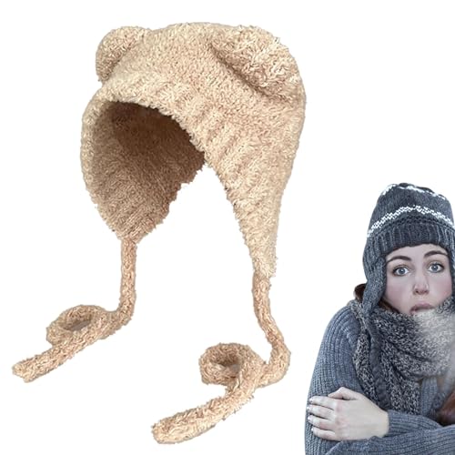 Aibyks Bärenmütze, Niedliche Damenmütze mit Ohrenschutz aus Plüsch, Bärenmütze zum Warmhalten, Geschenk für Freunde, Familie, Kollegen, Frauen von Aibyks