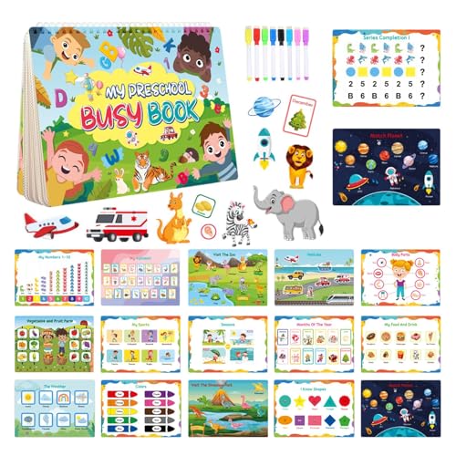 Aibyks Busy Book,Busy Book Kleinkind | Lern- und Sinnesspielzeug,Kindergarten-Lernbuch für unterhaltsame Bildung zu Hause oder auf Reisen, Feinmotorik-Sensorspielzeug für und Mädchen von 3–5 Jahren von Aibyks