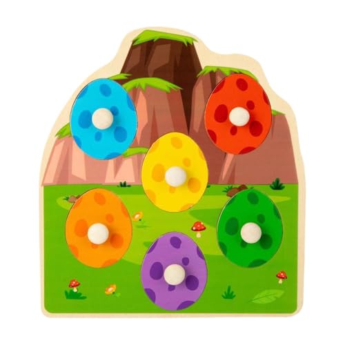 Aibyks Dinosaurier-Match-Eier, Steckpuzzles, Dinosaurier-Ei-Spielzeug aus Holz - Hölzerne Dinosaurier-Sensorik-Matching-Spiele,Mehrschichtiges Sortier- und Stapel-Dinosaurierspielzeug, farblich von Aibyks