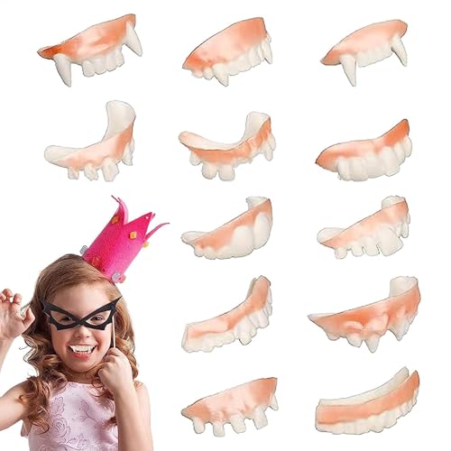 Aibyks Gefälschte Reißzähne - Horror Fake Fangs für Cosplay - Lustige Halloween-Party-Requisiten, Cosplay-Vampir-Maskerade-Zubehör für Kinder und Erwachsene von Aibyks