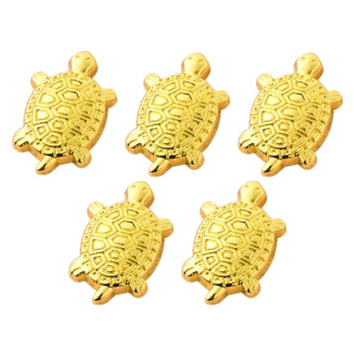 Aibyks Goldene Feng Shui-Schildkröte – 5-teilige Feng Shui-Schildkrötenfigur | Feng Shui Mini-Schildkrötenstatue Aus Metall | Feng Shui Schildkröten-Sammelfigur Für Heimbüros von Aibyks