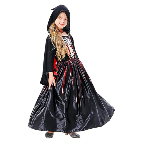 Aibyks Hexen-Cosplay-Kostüm für Mädchen, Hexenkostüm für Kleinkinder - Halloween-Hexenkleid für Mädchen in Cape-Form - Hexenkleid für Kinder im Alter von 5–14 Jahren von Aibyks