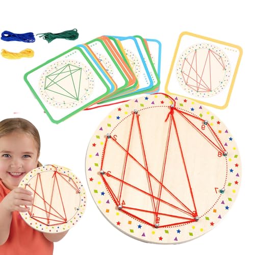 Aibyks Holz-Geoboard,-Holz-Geoboard | Holz-Fadenwickelbrett,Feinmotorik-Lernspielzeug für Mädchen und im Vorschulalter im Alter von 3–5 Jahren von Aibyks