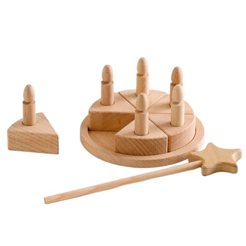 Aibyks Holzkuchenspielzeug,Holzkuchen | Gefälschte Kuchenspielzeuge - Geburtstagskuchen-Schneidspielzeug, hölzernes Essensspielzeug für Kinder, Rollenspiel-Kuchenspielzeug für und Mädchen von Aibyks