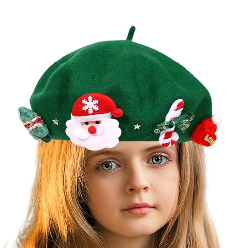 Aibyks Kinder-Weihnachtsmütze, Weihnachtsmütze,Süße Wintermütze | Weihnachts-Baskenmütze, französische Wintermütze, warme Beanie-Mütze, Kopfbedeckung für Frauen und Mädchen von Aibyks