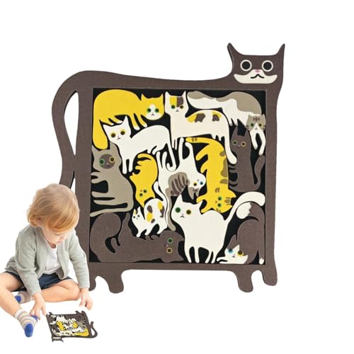 Aibyks Kinderprozzel Puzzle, Katzenpuzzle -Dekoration, Katzenpuzzle für Kinder, Tierform -Taschenreisespiele für Natur im Freien, Reisen, Zuhause, Schule, Picknick von Aibyks