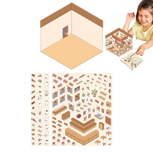 Aibyks Machen Sie Ihre eigenen Hausaufkleber, Miniaturszenenaufkleber | Scrapbook-Hausaufkleber mit 3D-Effekt - Dekorativer Scrapbook-Aufkleber für Kinder, Raumszenen-Aufkleber, Stressabbau. Machen von Aibyks