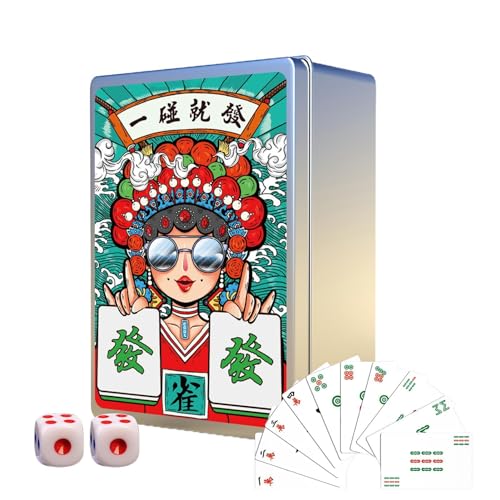 Aibyks Mahjong-Reiseset,Mahjong-Spielkarten | 146-teiliges chinesisches Mah-Jongg- und Mahjong-Poker-Set - Verdicktes chinesisches Mahjong-Poker, wasserdichtes Handheld-Poker mit Großdruck, von Aibyks