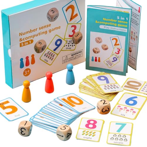 Aibyks Mathebasiertes Karten- und Würfelspiel, Handheld-Mathespiel für Kinder - Sicheres Mathe-Spiel für Kinder,Lern- und Bildungsspielzeug, Würfelspiele, multifunktional, für Kinder, Jungen und von Aibyks