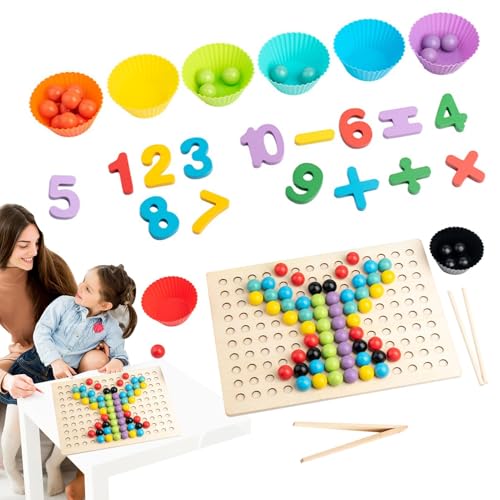 Aibyks Peg Board Toy, Perlenbrettspielzeug,Game Board Perle Regenbogen Mathematikfähigkeiten Spielzeug - Frühes Lernen blockiert Sortieraktivität, Bildungskindergärtner -Spiel für die Schule, Mädchen von Aibyks