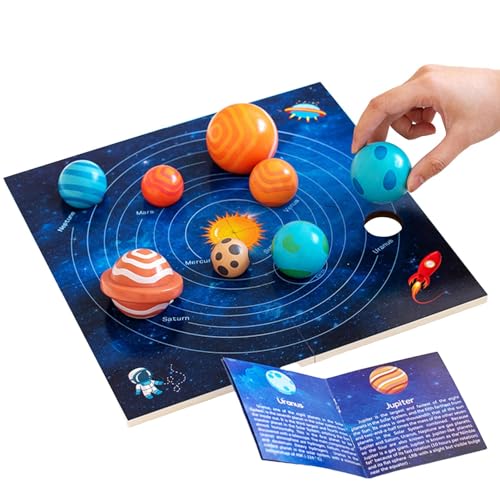 Aibyks Planeten-Puzzle, Weltraum-Puzzle | Bildung Sonnensystem-Puzzle,Hölzernes Sonnensystem-Planeten-Puzzle für Kinder, Weltraum-Lernspielzeug mit 3D-Planeten für Kinder von 3–5 Jahren von Aibyks