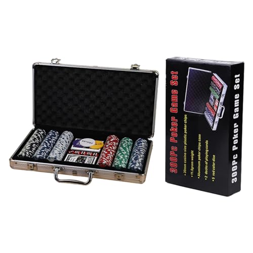 Aibyks Poker-Set mit 300 Chips, Poker-Sets mit Etui - Tragbares Casino-Chips-Set, professionelle Pokerchips | Gewichtetes komplettes Pokerspielset. Pokerspielset für Blackjack-Turnier von Aibyks