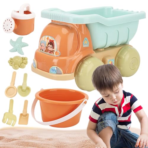 Aibyks Sandspielzeug-Set, Sandkastenspielzeug,Autoförmiges Strandspielzeug für Kleinkinder - Sandspielzeug für Kinder, Eimer für Sandspielzeug für Kinder, Sandschaufel für Kinder, 9 Teile für den von Aibyks