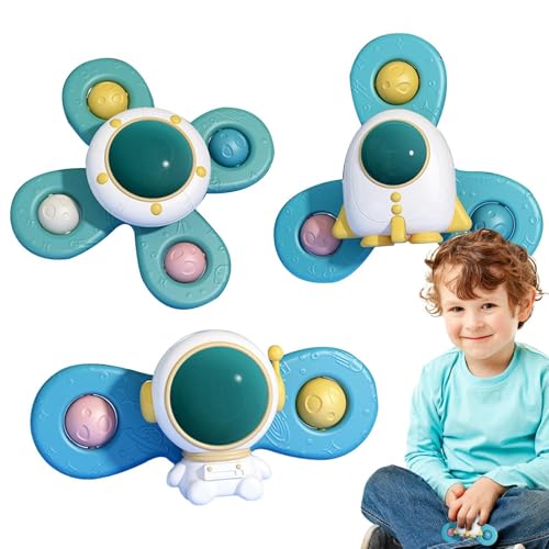 Aibyks Saugnapfspinner für Babys, Babysaugspinnerspielzeug,Rotierendes sensorisches Zappel für Kinder | Neuheit Spinner Kleinkindspielzeug mit Saugnapfbecher, Raumthema Sensorisches Zappel für Kinder von Aibyks