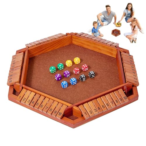 Aibyks Shut The Box Spiel – Shut The Box Würfelspiel Aus Holz Für 6 Spieler | Klassisches Shut The Box Brettspiel Reisespiel | 10 Zahlen Doppel Shutter Tisch Mathe Spiel Für Kinder Und Erwachsene (B) von Aibyks