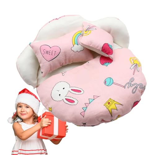 Aibyks Spielzeugbett, Puppenschlafsack, Puppenschlafbett mit 2 Kissen, Puppenbettwäsche, kleines Schlafsackbett, stilvolle und niedliche Dekoration für Kinder von Aibyks