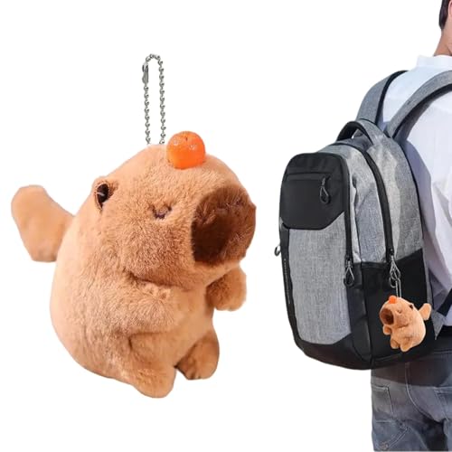 Aibyks Süßer Capybara-Plüsch,Süßer Capybara-Plüsch-Schlüsselanhänger | Realistisches Capybara-Kuscheltierspielzeug | Stofftier-Schlüsselanhänger, Rucksack-Schlüsselanhänger, interaktives Plüschtier von Aibyks