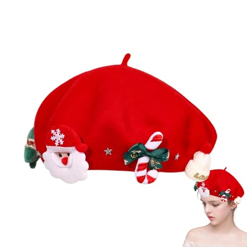 Aibyks Weihnachtsmützen für Kinder,Weihnachtsmütze für Damen - Weiche Baskenmütze für Damen,Weihnachts-Baskenmütze, französische Wintermütze, warme Beanie-Mütze, Kopfbedeckung für Frauen und Mädchen von Aibyks