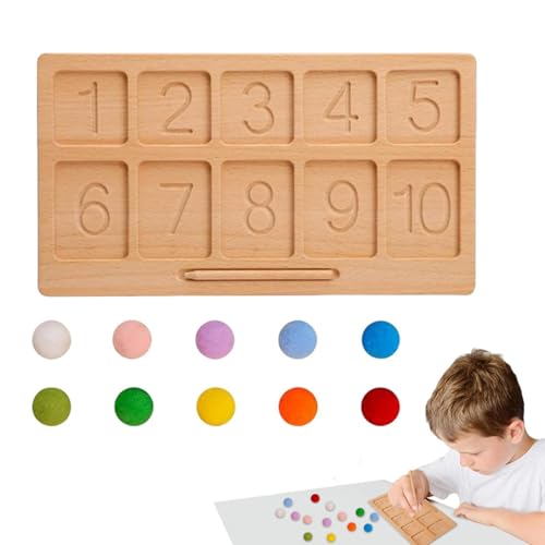 Aibyks Zahlentafel, Holztafel - Zahlensuchspielzeug aus Holz | Lernspielzeug, Perlenspiel, Heimschulbedarf, Buchstaben-Durchzeichnungstafel für Kleinkinder, Kinder, und Mädchen von Aibyks