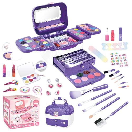 Mädchen Make Up Set – 72 Teiliges Kinder Make Up Set Für Mädchen | Sicheres Und Waschbares Kinder Make Up Set Mit Spiegeln | Kinder Kosmetikset Für Mädchen Im Alter Von 3–12 Jahren (lila) von Aibyks