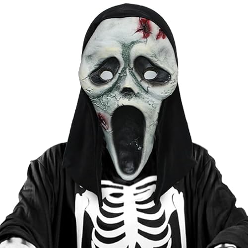 Aicerous® Halloween Ghostface Maske Geist Scream Maske Horrorfilm Maske Schrei Maske, Naturlatexmaterial, Beängstigend Deko für Halloween/Karneval/Maskerade, adampt für Kind/Erwachsen, unisex (B) von Aicerous