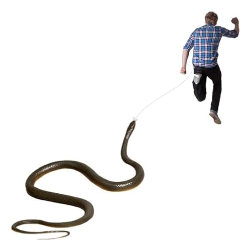 Aicerous®120cm Snake Prank with String Clip, Schlangenstreich mit Schnurclip, Schlange Streich, Realistic Gummi Schlange Streichrequisiten, Streich Spielzeug für Necken Freunde von Aicerous