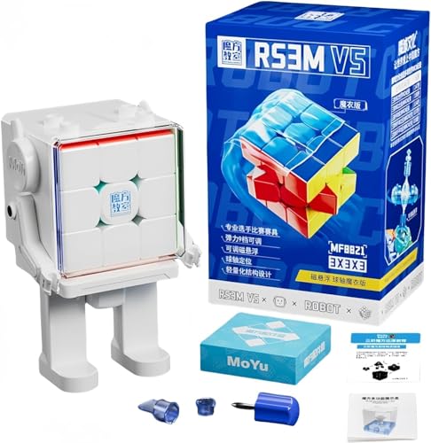 Aigidusansu MOYU RS3M V5 Magnetwürfel 3x3x3 Zauberwürfel, Professional Ball Core UV Magnetischer Stickerloser Magic Cube Roboter, 3D Puzzle Spiele für Kinder und Erwachsene (Ball-core Uv Robot) von Aigidusansu