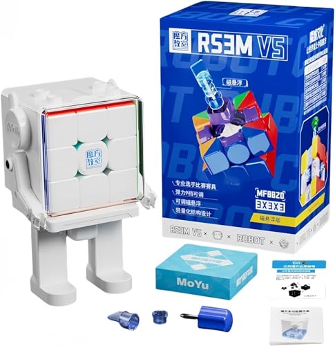 Aigidusansu MOYU RS3M V5 Magnetwürfel 3x3x3 Zauberwürfel, Professional Ball Core UV Magnetischer Stickerloser Magic Cube Roboter, 3D Puzzle Spiele für Kinder und Erwachsene (Maglev Version Robot) von Aigidusansu