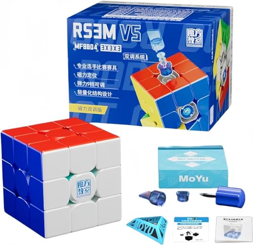 Aigidusansu MOYU RS3M V5 Magnetwürfel 3x3x3 Zauberwürfel, Professional Ball Core UV Magnetischer Stickerloser Magic Cube Roboter, 3D Puzzle Spiele für Kinder und Erwachsene (Magnetic Dual Adjust) von Aigidusansu