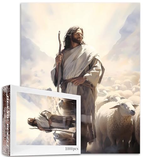 1000 Teile Jesus-Schäferhund-Schaf-Puzzles für Erwachsene, Religion, spirituelle Puzzles, Messias-Puzzle, anspruchsvolle Familienaktivität-Spiele, DIY-Handarbeit, Bastelpuzzle für Heimdekoration, von Aihonmin