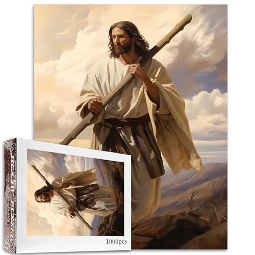 1000 Teile Jesus ist auf dem Berg, Puzzle für Erwachsene, Religion, spirituelle Puzzles, Messias, Puzzle, anspruchsvolle Familienaktivitäten, Bastelpuzzle für Heimdekoration, Geschenke, 68 x 50 cm von Aihonmin