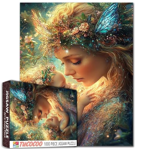 1000 Teile Mutter Natur kümmert sich um ihr inneres Kind, Puzzles für Erwachsene, Engelsmutter, bunte DIY-Puzzles für Heimdekoration, Geschenke, Familienpuzzle, perfekt für Spieleabende, 68 x 50 cm von Aihonmin