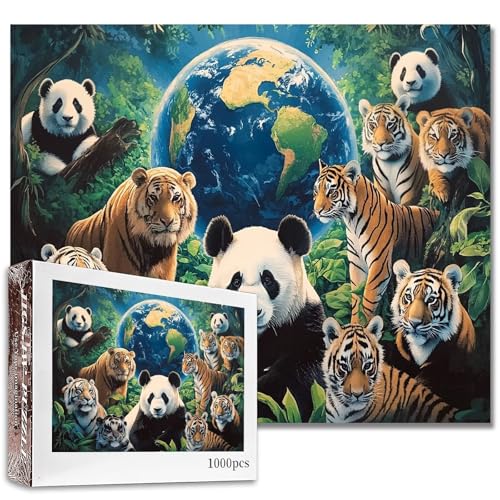 1000 Teile Tierwelt-Puzzles für Erwachsene, Tierpark-Puzzle, Zoo-Puzzle, 68,6 x 50,8 cm, anspruchsvolle Familienaktivitäten, bunte DIY-Handarbeit, Bastelpuzzle für Heimdekoration, Geschenke von Aihonmin