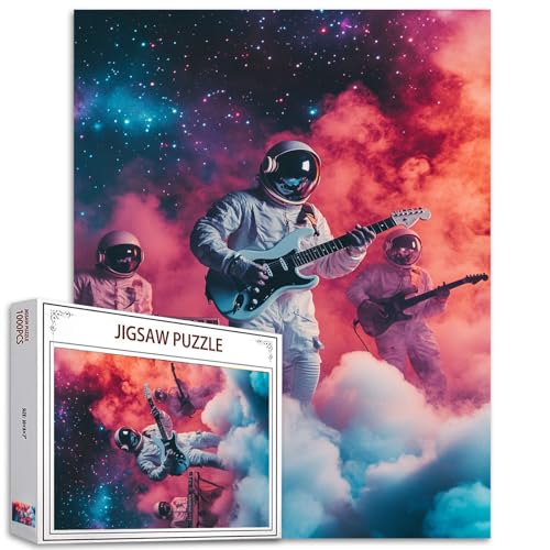 1000-teiliges Astronauten-Band-Puzzle für Erwachsene, Rockkunst-Puzzle, Sternenhimmel, Weltraum, Graffiti-Puzzle, bunt, DIY-Puzzle, für Heimdekoration, Geschenke, Familienpuzzle, perfekt für von Aihonmin