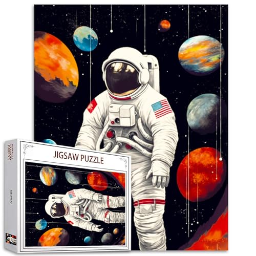 1000-teiliges Astronauten-Puzzle für Erwachsene und Kinder, Weltraum-Puzzle, Pop-Art-Graffiti-Puzzle, 68,6 x 50,8 cm, anspruchsvolle Familienaktivitäten, buntes Bastelpuzzle für Heimdekoration, von Aihonmin