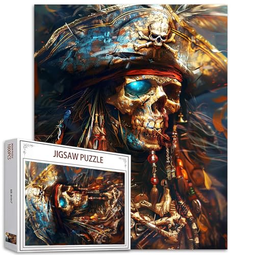 Aihonmin Piraten-Puzzle für Erwachsene, Familien, Totenkopf-Piratenbilder, Kapitän-Puzzles für anspruchsvolle Familienaktivitäten, Spiel, DIY-Handarbeit, Puzzles, Heimdekoration, Geschenke, 50,8 x von Aihonmin