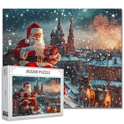 Aihonmin Weihnachtsmann-Puzzles für Erwachsene, 1000 Teile, Weihnachtsbilder, Weihnachten, Schnee, DIY-Puzzles für anspruchsvolle Familienaktivitäten, Spiele, Heimdekoration, Kunst, Handwerk, von Aihonmin