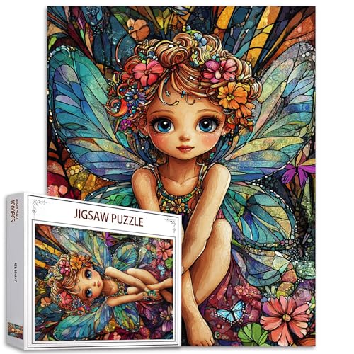 Aihonmin Wings Girl Puzzle für Erwachsene, Schmetterlingsflügel, Puzzle für anspruchsvolle Familienaktivitäten, Spiel, Engel-Kunstwerk, Puzzle für Heimdekoration, einzigartige Geschenke, 50,8 x 68,9 von Aihonmin