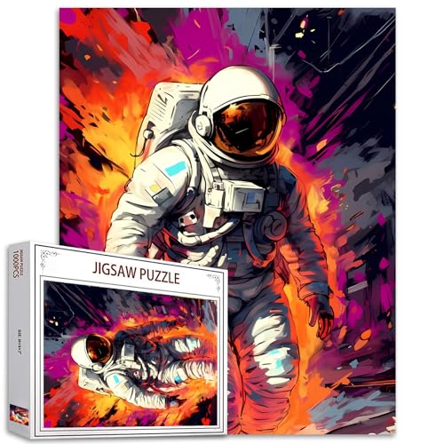 Graffiti-Astronauten-Puzzles für Erwachsene, Weltraum-Astronauten-Puzzle, Graffiti-Kunst-Puzzle, 68,6 x 50,8 cm, anspruchsvolle Familienaktivitäten, buntes Bastelpuzzle für Heimdekoration, Geschenke von Aihonmin