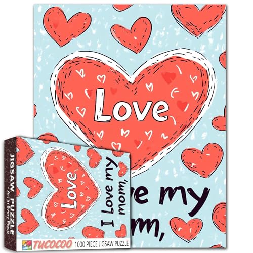 I Love My Mom 1000-teiliges Puzzle für Erwachsene, liebevolle Puzzles, 68,6 x 50,8 cm, bunte DIY-Puzzles für Heimdekoration, Geschenke, Familienpuzzle, perfekt für Spieleabende von Aihonmin