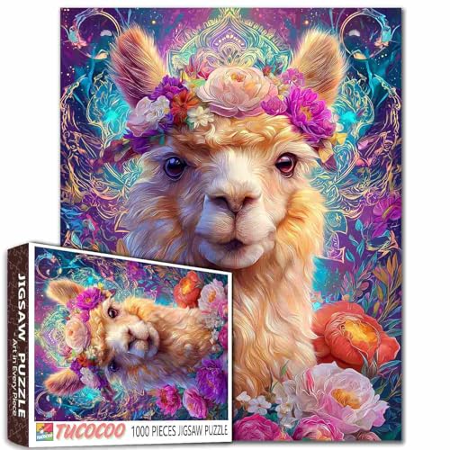 Llama Anden Puzzle, niedliche Anime-Figur, lebendige Berglandschaft, funkelnder Schnee, 50 x 70 cm, Blumenkrone, Entspannungsaktivität für Erwachsene, 1000 Teile Llama Anden Puzzle, niedliche Anime-Figur, lebendige Berglandschaft, funkelnder Schnee, 50 x 70 cm, Blumenkrone, Entspannungsaktivität für Erwachsene, 1000 Teile von Aihonmin