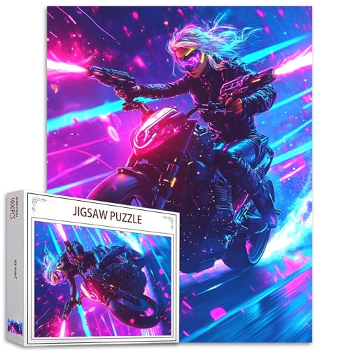 Motorrad-Puzzle für Mädchen, 1000 Teile für Erwachsene, cooles Mädchen-Puzzle, für anspruchsvolle Familienaktivitäten, DIY-Handarbeit, einfaches buntes Motorrad-Puzzle, Heimdekoration, einzigartige von Aihonmin