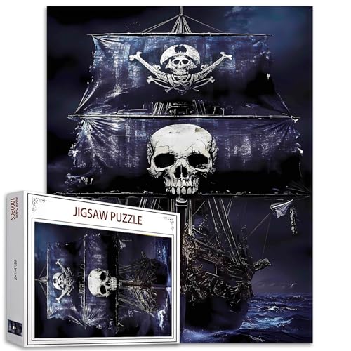 Piraten-Segelboot-Puzzle, 1000 Teile, für Erwachsene, Seereise, Puzzles für anspruchsvolle Familienaktivitäten, Spiele, DIY-Handarbeit, einfaches Puzzle, Wanddekoration, einzigartige Geschenke, 50,8 x von Aihonmin