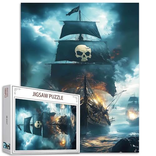 Piratenschiff-Puzzle für Erwachsene, Segelboote, Puzzle für anspruchsvolle Familienaktivitäten, DIY, nautisches Kunstwerk, Puzzle für Heimdekoration, Geschenke, 50,8 x 68,9 cm, 1000 Teile von Aihonmin