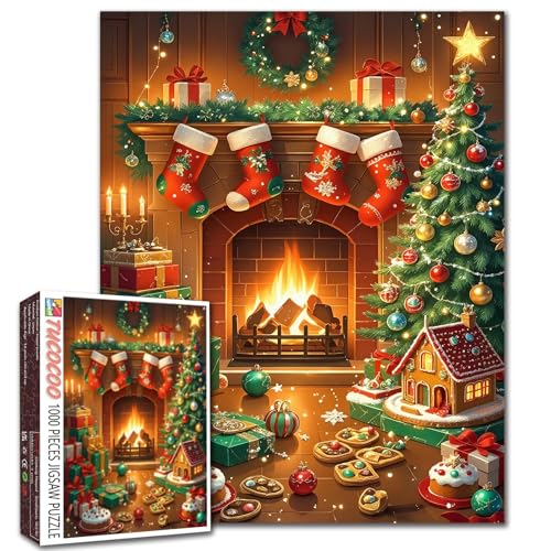Weihnachtliches Kamin-Puzzle für Erwachsene, 1000 Teile, Strümpfe und Weihnachtsbaum-Kunst-Puzzles für anspruchsvolle Familienaktivitäten, Spiele, DIY, Basteln, Zuhause, festliche Dekorationen Weihnachtliches Kamin-Puzzle für Erwachsene, 1000 Teile, Strümpfe und Weihnachtsbaum-Kunst-Puzzles für anspruchsvolle Familienaktivitäten, Spiele, DIY, Basteln, Zuhause, festliche Dekorationen von Aihonmin